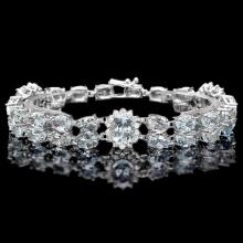 14k Gold 26ct Aquamarine 1.50ct Diamond Bracelet