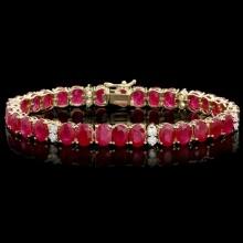 14k Gold 30.00ct Ruby 1.25ct Diamond Bracelet