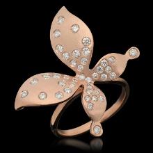 14K Gold 0.78ct Diamond "Butterfly" Ring