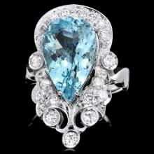 14k Gold 4.50ct Aquamarine 0.75ct Diamond Ring