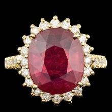 14k Yellow Gold 6.00ct Ruby 0.85ct Diamond Ring