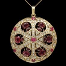 14K Gold 16.40ct Ruby 1.94ct Diamond Pendant