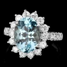 14k Gold 3.00ct Aquamarine 1.10ct Diamond Ring