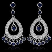 14K Gold 3.01ct Sapphire 1.42ct Diamond Earrings