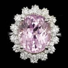 14k Gold 10.00ct Kunzite 1.70ct Diamond Ring