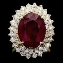 14k Yellow Gold 10.00ct Ruby 2.10ct Diamond Ring