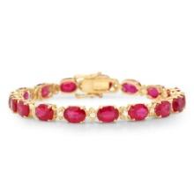 14K Gold 28.91ct Ruby 0.55cts Diamond Bracelet