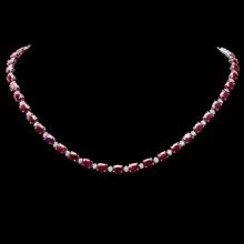 14k Gold 37.00ct Ruby 1.70ct Diamond Necklace