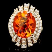 14k Gold 9.50ct Citrine 1.90ct Diamond Ring