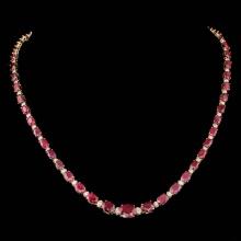 14k Gold 33.00ct Ruby 1.55ct Diamond Necklace