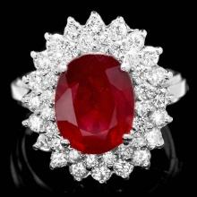 14k White Gold 5.00ct Ruby 1.50ct Diamond Ring