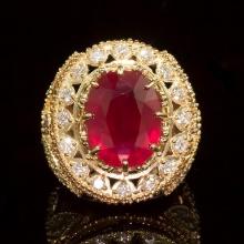 14K Gold 13.63ct Ruby 2.42ct Diamond Ring