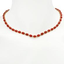 14K Gold 26.32ct Coral 1.79ct Diamond Necklace