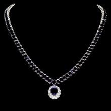 14k Gold 63ct Sapphire 1.40ct Diamond Necklace