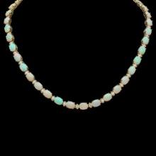 14K Gold 24.51ct Opal 2.24ct Diamond Necklace