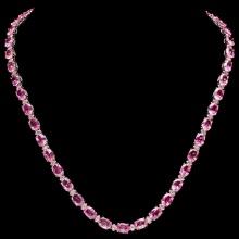 14k 40ct Pink Sapphire 1.50ct Diamond Necklace