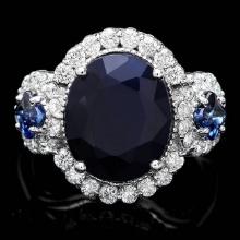 14k White Gold 6.5ct Sapphire 0.90ct Diamond Ring