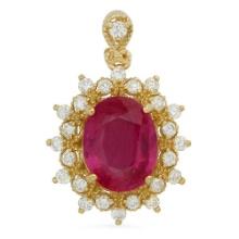 14K Gold 4.98ct Ruby 0.74ct Diamond Pendant