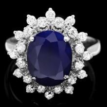 14k Gold 3.65ct Sapphire 0.60ct Diamond Ring