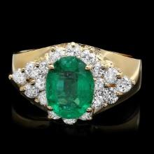 14k Gold 1.70ct Emerald 0.90ct Diamond Ring