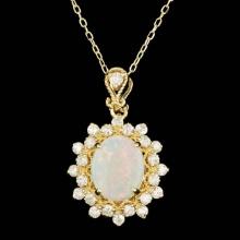 14k Gold 1.00ct Opal 0.70ct Diamond Pendant