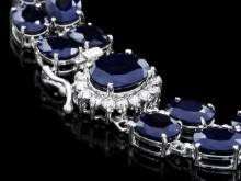 14k Gold 50ct Sapphire 0.50ct Diamond Bracelet