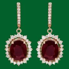 14k Gold 18.88ct Ruby 2.65ct Diamond Earrings