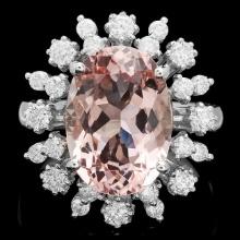 14k Gold 5.50ct Morganite 1.00ct Diamond Ring