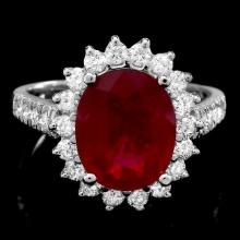 14k White Gold 4.50ct Ruby 0.90ct Diamond Ring