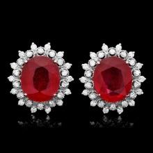 14k Gold 14.00ct Ruby 1.50ct Diamond Earrings