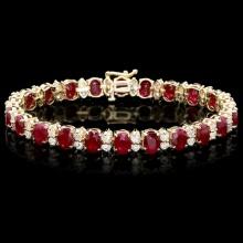 14k Gold 24.50ct Ruby 3.80ct Diamond Bracelet