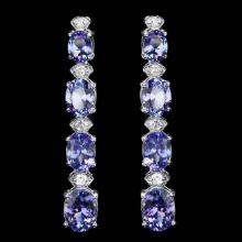 14k Gold 9.00ct Tanzanite 0.50ct Diamond Earrings