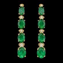 14k Gold 5.50ct Emerald 0.35ct Diamond Earrings