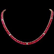 14k Gold 52.70ct Ruby 1.30ct Diamond Necklace