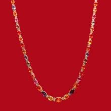 14K Gold 33.00ct Multi-Colored Sapphire 0.95ct Diamond Necklace