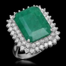 14K Gold 11.26 Emerald 1.80 Diamond Ring