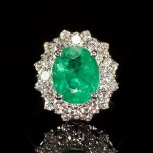 14K Gold 2.52ct Emerald 1.46ct Diamond Ring