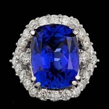 18k Gold 16.00ct Tanzanite 2.60ct Diamond Ring