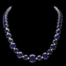 14k W Gold 164ct Sapphire 1.85ct Diamond Necklace