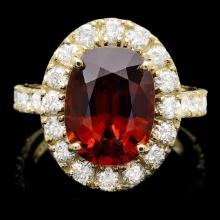 14k Yellow Gold 8.00ct Garnet 1.70ct Diamond Ring