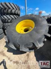 (2) John Deere 10 Hole Pattern Wheels and (1) Tire