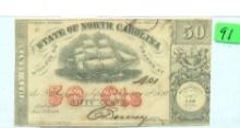 1864 NORTH CAROLINA 50c NOTE