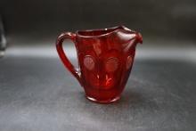 Fostoria Ruby Coin Dot Pitcher