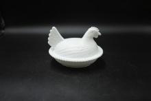 Milk Glass Hen on The Nest