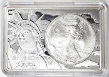 2003 $1 American Silver Eagle Coin & 2oz Silver Bar Set