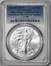 2016-W Lettered Edge $1 American Silver Eagle Coin PCGS SP69 West Point Mint