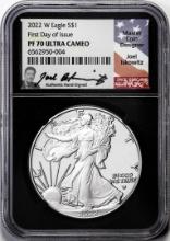 2022-W $1 Proof American Silver Eagle Coin NGC PF70 Ultra Cameo FDOI Iskowitz Signed