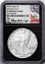 2023-S $1 Proof American Silver Eagle Coin NGC PF70 Ultra Cameo FDOI Iskowitz Signed