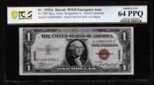 1935A $1 Hawaii WWII Emergency Issue Silver Certificate Note PCGS Choice Unc 64PPQ