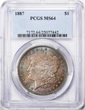 1887 $1 Morgan Silver Dollar Coin PCGS MS64 Great Toning